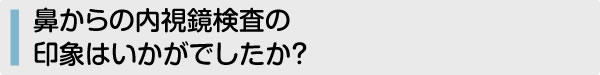 鼻からの内視鏡検査の印象はいかがでしたか？